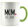 Mom Est. 2020 New Mom Gift First Mothers Day Gift Personalized Expecting Mom Coffee Mug Tea Cup $14.99 | Green Drinkware
