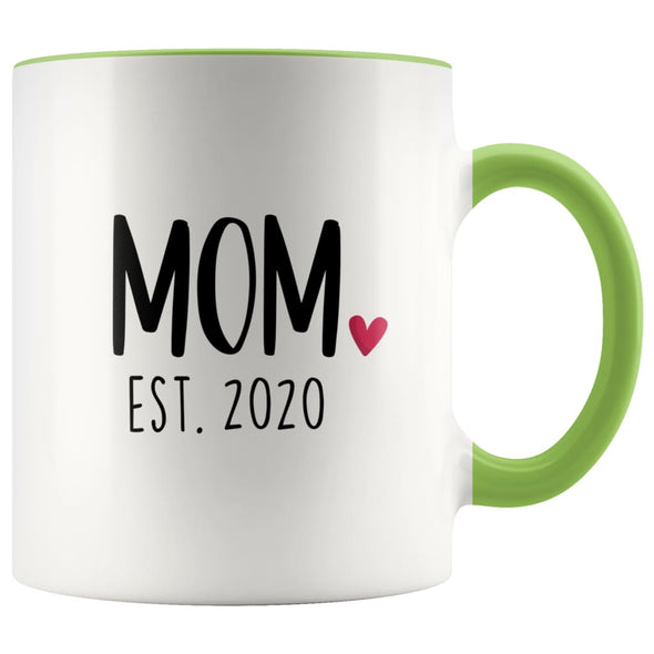 Mom Est. 2020 New Mom Gift First Mothers Day Gift Personalized Expecting Mom Coffee Mug Tea Cup $14.99 | Green Drinkware