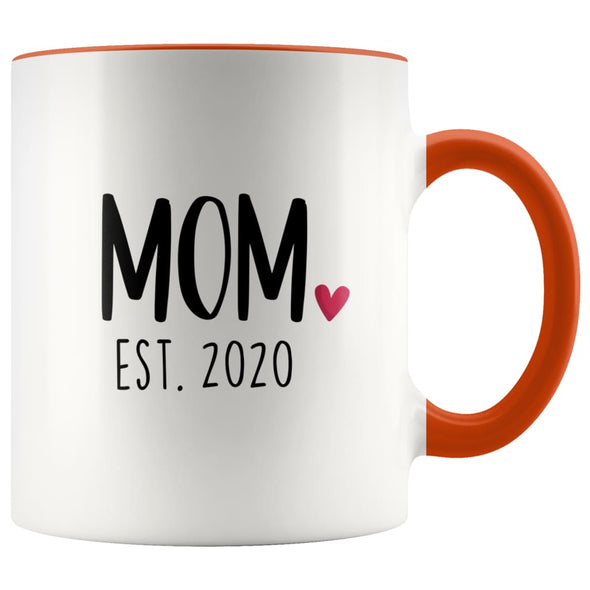 Mom Est. 2020 New Mom Gift First Mothers Day Gift Personalized Expecting Mom Coffee Mug Tea Cup $14.99 | Orange Drinkware