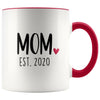 Mom Est. 2020 New Mom Gift First Mothers Day Gift Personalized Expecting Mom Coffee Mug Tea Cup $14.99 | Red Drinkware