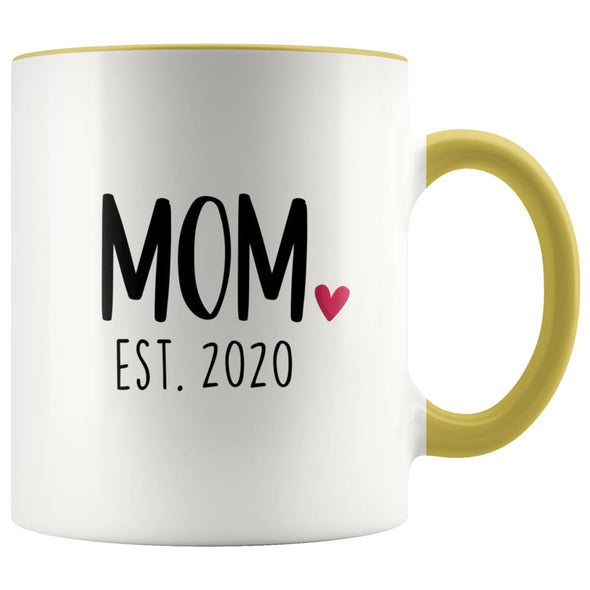 Mom Est. 2020 New Mom Gift First Mothers Day Gift Personalized Expecting Mom Coffee Mug Tea Cup $14.99 | Yellow Drinkware