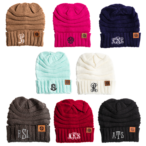 Monogram Beanie - Custom Beanie - Personalized Winter Beanie Hat - Gifts for Her $24.99 | Brown / Fancy Monogrammed Personalized Products