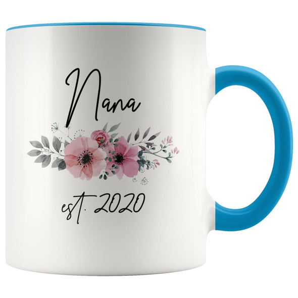 Nana Est 2020 Pregnancy Announcement Gift to New Nana Coffee Mug 11oz $14.99 | Blue Drinkware