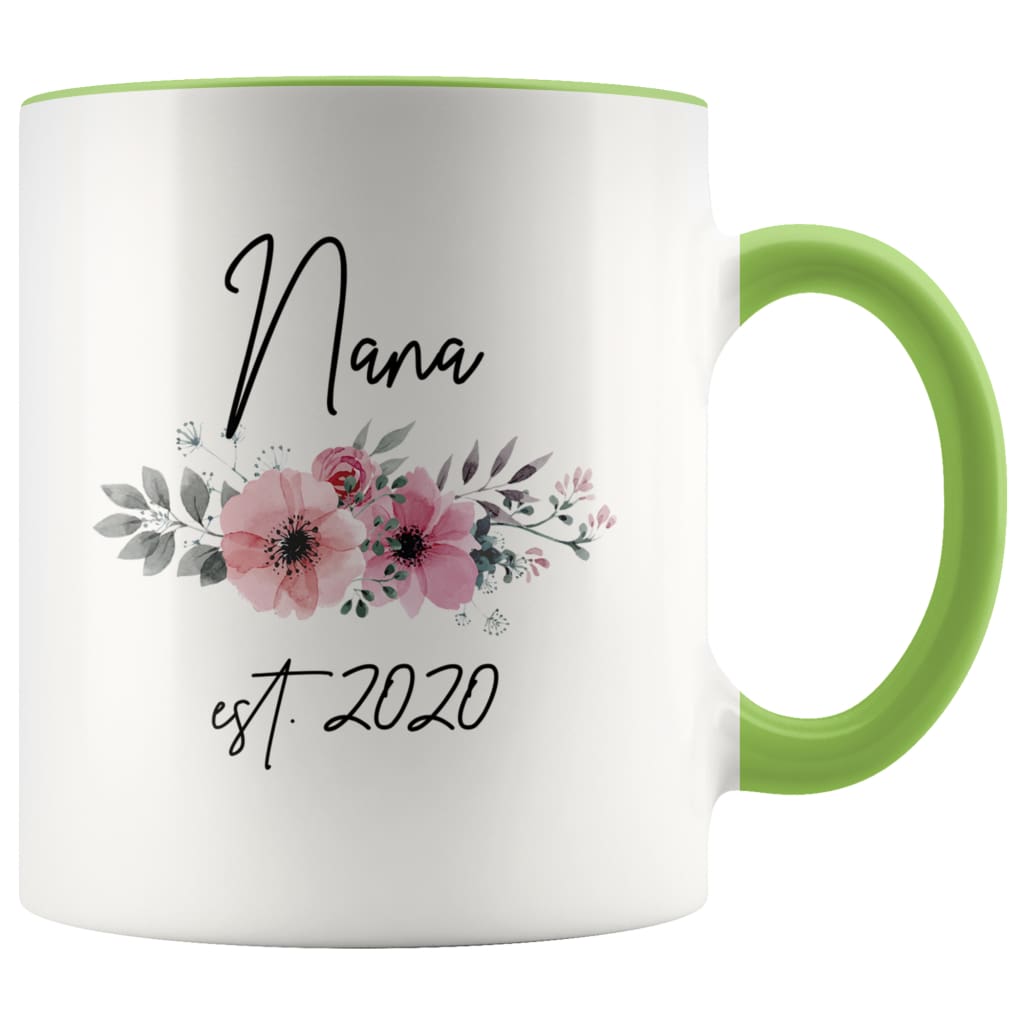Nana Est 2020 Pregnancy Announcement Gift to New Nana Coffee Mug 11oz $14.99 | Green Drinkware