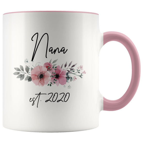Nana Est 2020 Pregnancy Announcement Gift to New Nana Coffee Mug 11oz $14.99 | Pink Drinkware