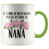 Nana Gift Ideas for Mother’s Day If Found In Microwave Please Return To Nana Coffee Mug Tea Cup 11 ounce $14.99 | Green Drinkware