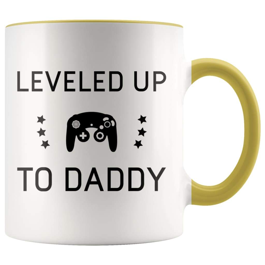 New Dad Gift - Leveled Up To Daddy Coffee Mug - BackyardPeaks