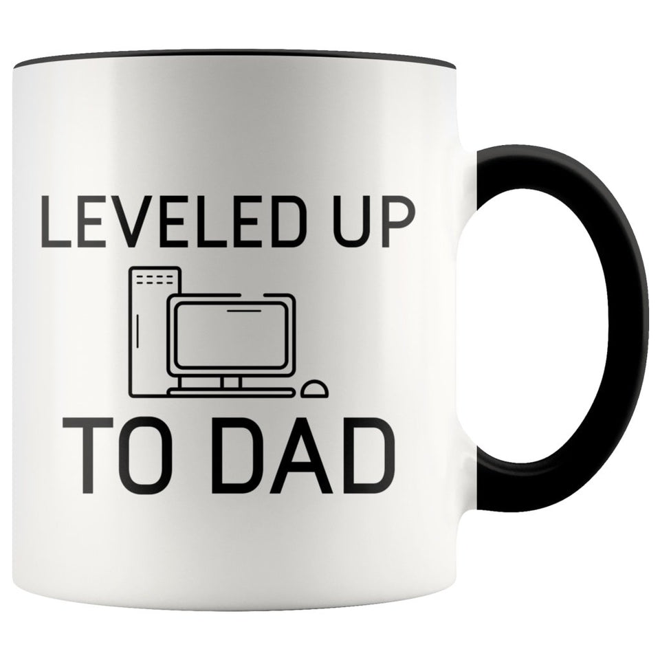 New Dad Pregnancy Reveal Gift: Leveled Up To Dad PC Gamer Coffee Mug