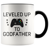 New Godfather Gift Leveled Up To Godfather Mug Gifts for Future Godfather To Be $19.99 | Black Drinkware