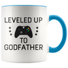 New Godfather Gift Leveled Up To Godfather Mug Gifts for Future Godfather To Be $19.99 | Blue Drinkware
