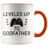 New Godfather Gift Leveled Up To Godfather Mug Gifts for Future Godfather To Be $19.99 | Orange Drinkware