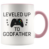 New Godfather Gift Leveled Up To Godfather Mug Gifts for Future Godfather To Be $19.99 | Pink Drinkware