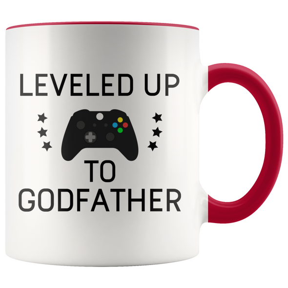 New Godfather Gift Leveled Up To Godfather Mug Gifts for Future Godfather To Be $19.99 | Red Drinkware