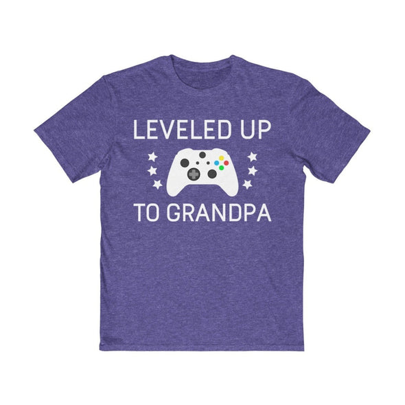 New Grandpa Gift: Leveled Up To Grandpa Mens T-Shirt | Grandpa To Be Gift $19.99 | Heathered Purple / XS T-Shirt