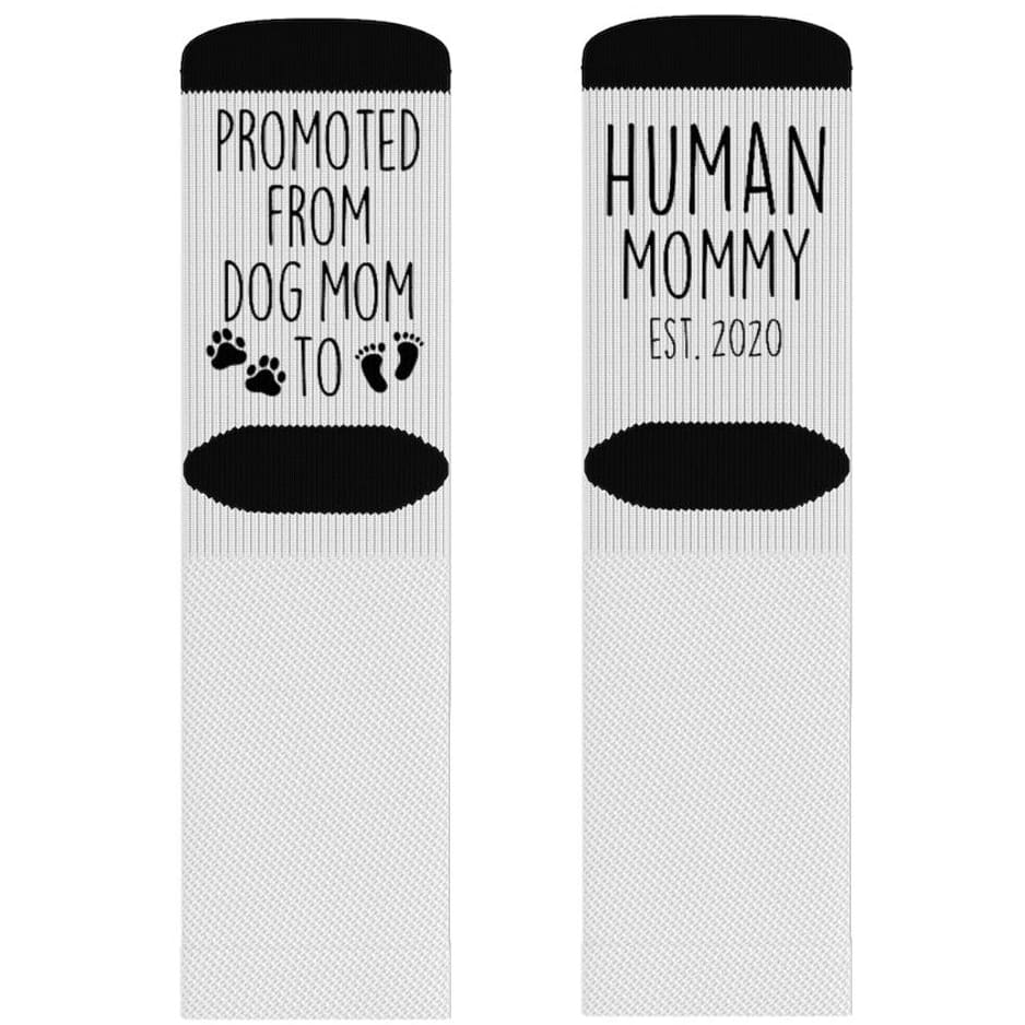 New Mom Gift Est 2020 Socks Expecting First Time Baby Gifts Baby Shower First Mother's Day Present Promoted From Dog Mom to Human Mommy