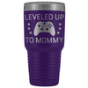 New Mom Gift Leveled Up To Mommy 30oz Insulated Travel Tumbler Mug Personalized Color $39.99 | Purple Tumblers