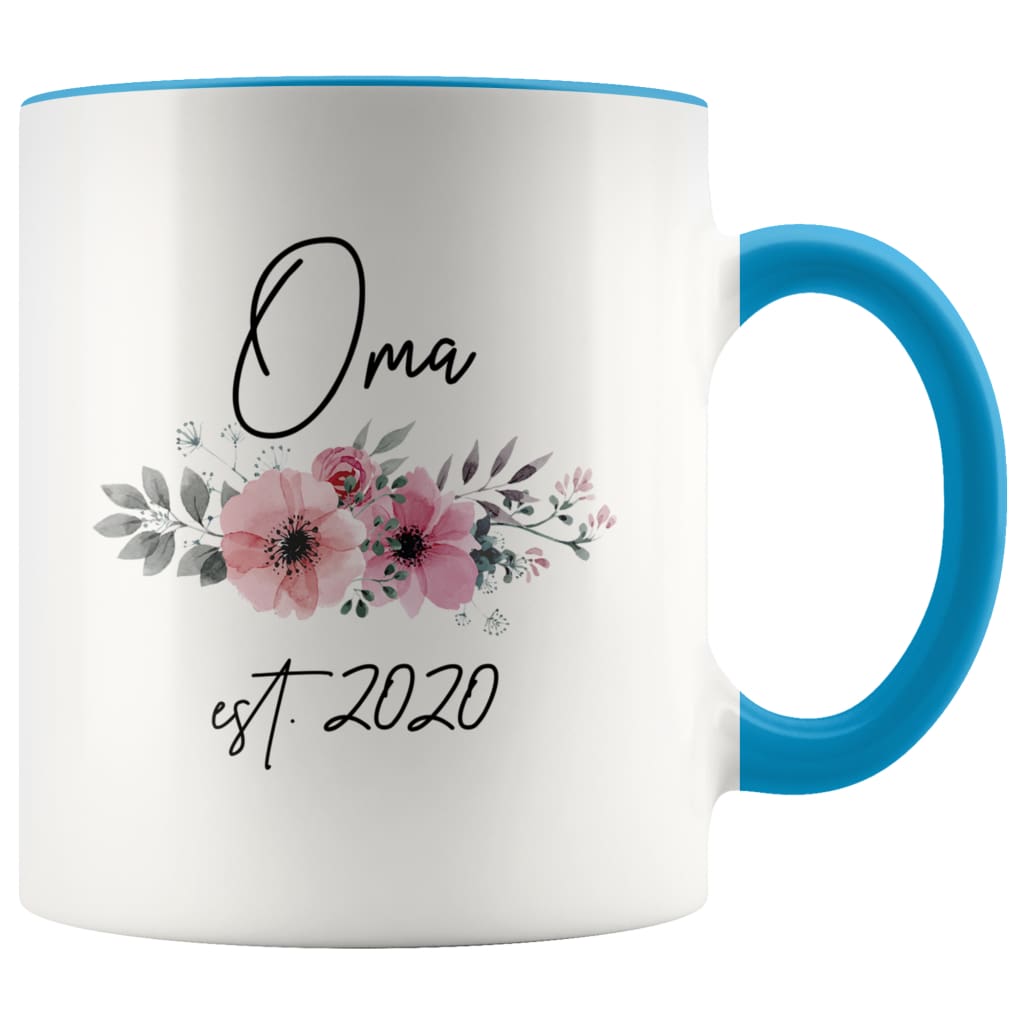 Oma Est 2020 Pregnancy Announcement Gift to New Oma Coffee Mug 11oz $14.99 | Blue Drinkware