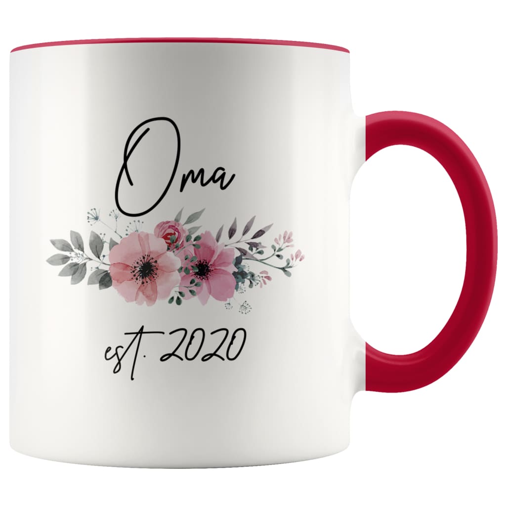 Oma Est 2020 Pregnancy Announcement Gift to New Oma Coffee Mug 11oz $14.99 | Red Drinkware
