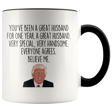 One Year Anniversary Husband Gifts for Men Funny Trump First Anniversary Gift for Him Coffee Mug Tea Cup $14.99 | Black Drinkware