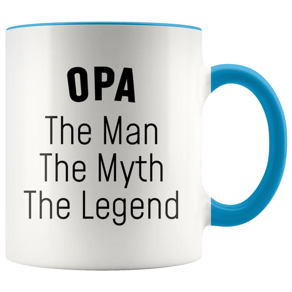 Opa Gifts Opa The Man The Myth The Legend Opa Christmas Birthday Father’s Day Coffee Mug $14.99 | Blue Drinkware