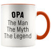 Opa Gifts Opa The Man The Myth The Legend Opa Christmas Birthday Father’s Day Coffee Mug $14.99 | Orange Drinkware