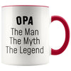 Opa Gifts Opa The Man The Myth The Legend Opa Christmas Birthday Father’s Day Coffee Mug $14.99 | Red Drinkware