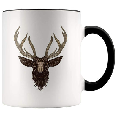 Outdoor Adventure Coffee Mug - Mandala Deer Mug - Black - Custom Made Drinkware