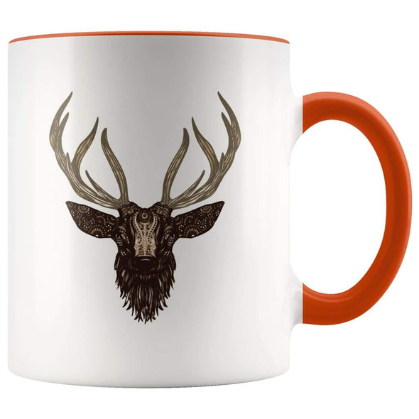 Outdoor Adventure Coffee Mug - Mandala Deer Mug - Orange - Custom Made Drinkware