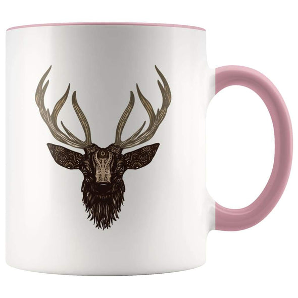 Outdoor Adventure Coffee Mug - Mandala Deer Mug - Pink - Custom Made Drinkware