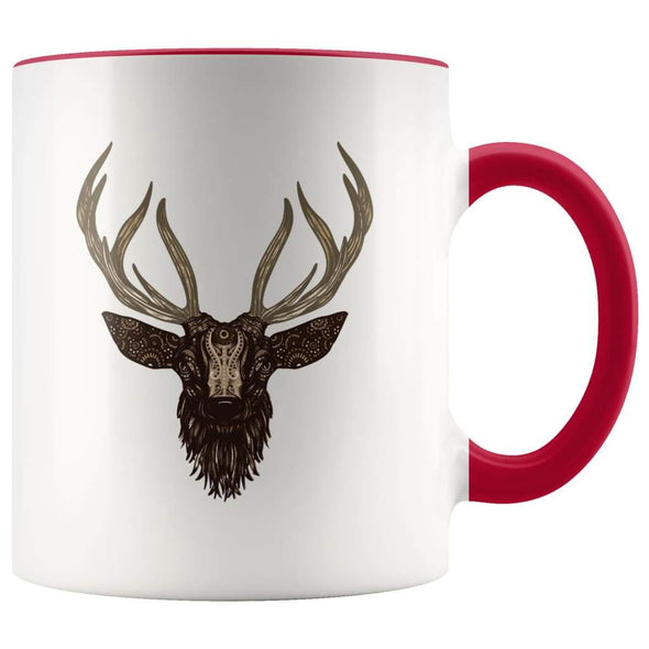 Outdoor Adventure Coffee Mug - Mandala Deer Mug - Red - Custom Made Drinkware