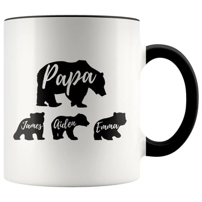 Papa Bear Custom Names Father’s Day Mug Personalized Gifts for Dad Coffee Mug 11oz $14.99 | Black Drinkware