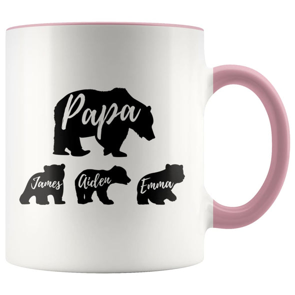 Papa Bear Custom Names Father’s Day Mug Personalized Gifts for Dad Coffee Mug 11oz $14.99 | Pink Drinkware