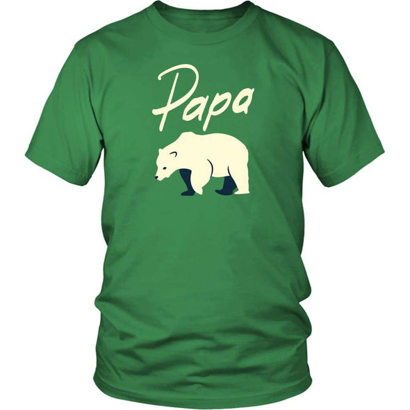 Papa Bear Shirt - Gift For Dad Fathers Day Gift Dad T-Shirt - District Unisex Shirt / Kelly Green / S - Custom Made T-Shirt