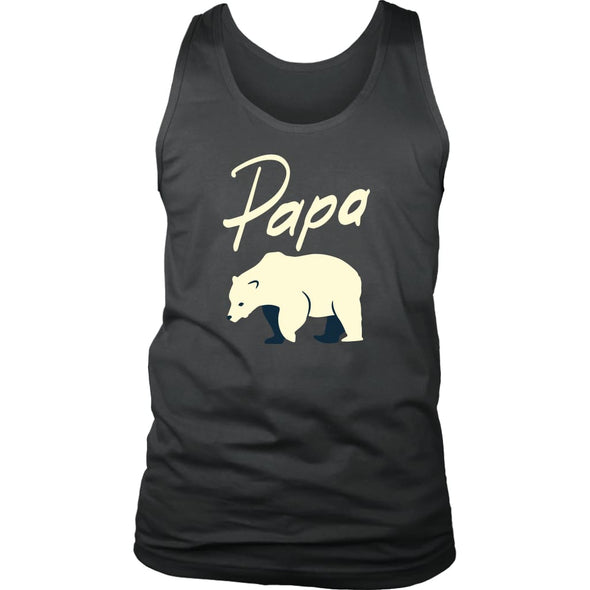 Papa Bear Tank Top - Gift For Dad Fathers Day Gift Dad Tank - District Mens Tank / Charcoal / S - Custom Made Tank Top