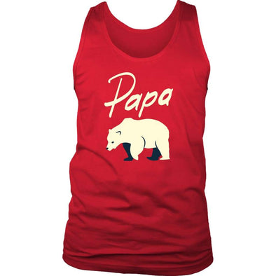 Papa Bear Tank Top - Gift For Dad Fathers Day Gift Dad Tank - District Mens Tank / Red / S - Custom Made Tank Top