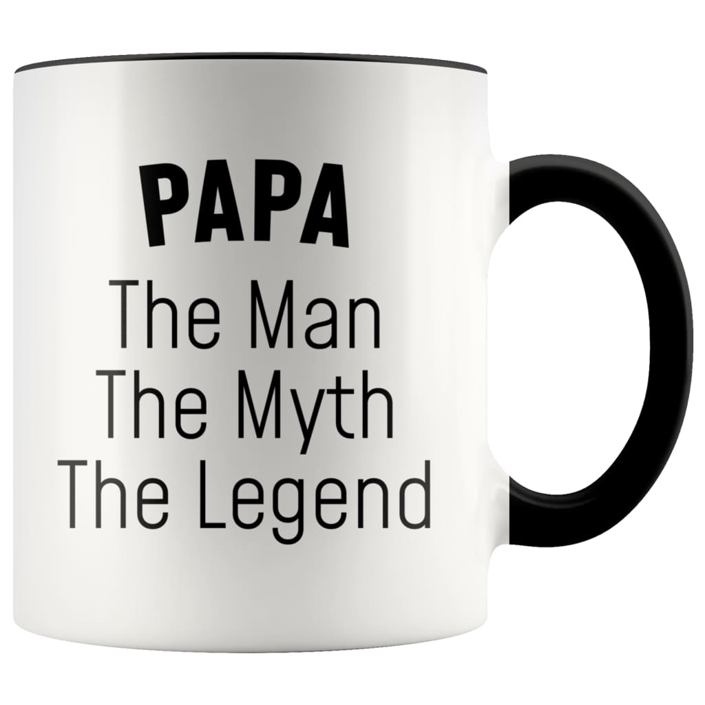 Papa Gifts Papa The Man The Myth The Legend Grandpa Dad Papa Christmas Birthday Father’s Day Coffee Mug $14.99 | Black Drinkware