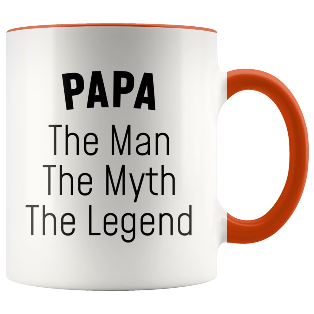 Papa Gifts Papa The Man The Myth The Legend Grandpa Dad Papa Christmas Birthday Father’s Day Coffee Mug $14.99 | Orange Drinkware