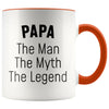 Papa Gifts Papa The Man The Myth The Legend Grandpa Dad Papa Christmas Birthday Father’s Day Coffee Mug $14.99 | Orange Drinkware