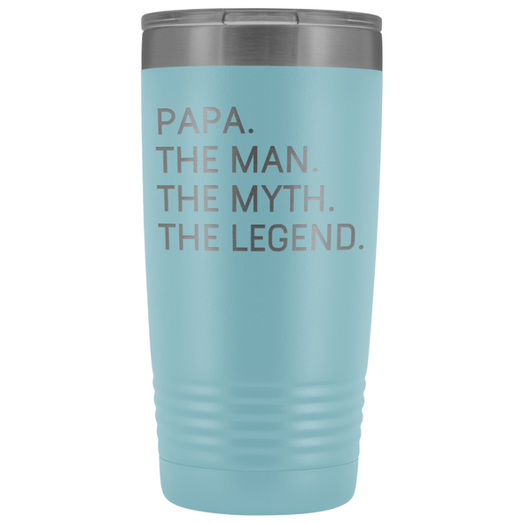 Papa Gifts Papa The Man The Myth The Legend Stainless Steel Vacuum Travel Mug Insulated Tumbler 20oz $31.99 | Light Blue Tumblers
