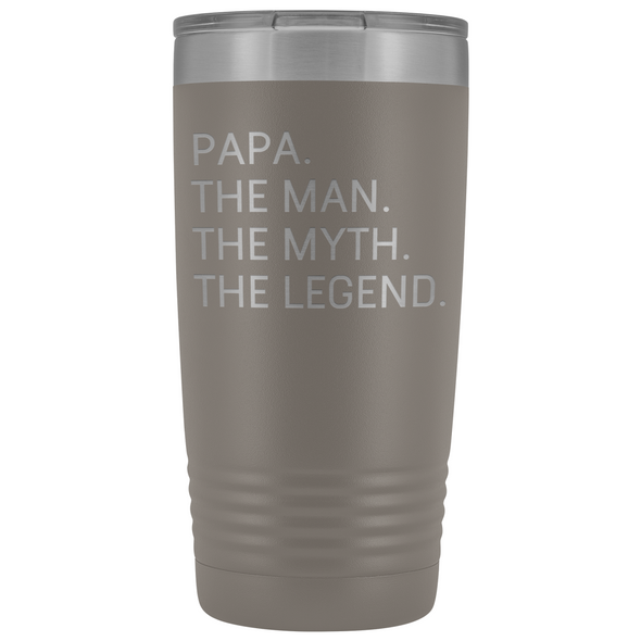 Papa Gifts Papa The Man The Myth The Legend Stainless Steel Vacuum Travel Mug Insulated Tumbler 20oz $31.99 | Pewter Tumblers