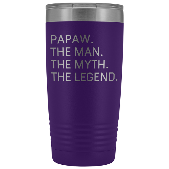 Papaw Gifts Papaw The Man The Myth The Legend Stainless Steel Vacuum Travel Mug Insulated Tumbler 20oz $31.99 | Purple Tumblers