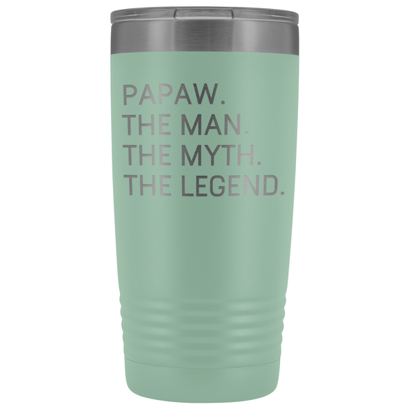 Papaw Gifts Papaw The Man The Myth The Legend Stainless Steel Vacuum Travel Mug Insulated Tumbler 20oz $31.99 | Teal Tumblers