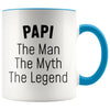 Papi Gifts Papi The Man The Myth The Legend Papi Christmas Birthday Father’s Day Coffee Mug $14.99 | Blue Drinkware
