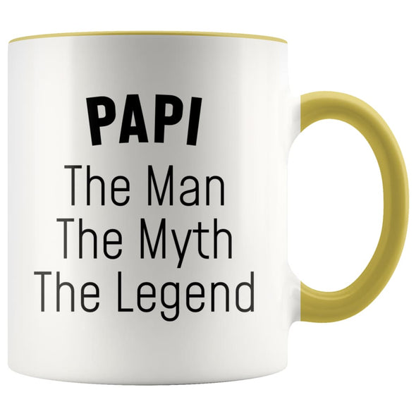 Papi Gifts Papi The Man The Myth The Legend Papi Christmas Birthday Father’s Day Coffee Mug $14.99 | Yellow Drinkware