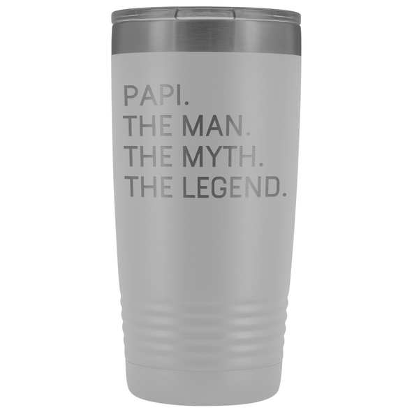 Papi Gifts Papi The Man The Myth The Legend Stainless Steel Vacuum Travel Mug Insulated Tumbler 20oz $31.99 | White Tumblers