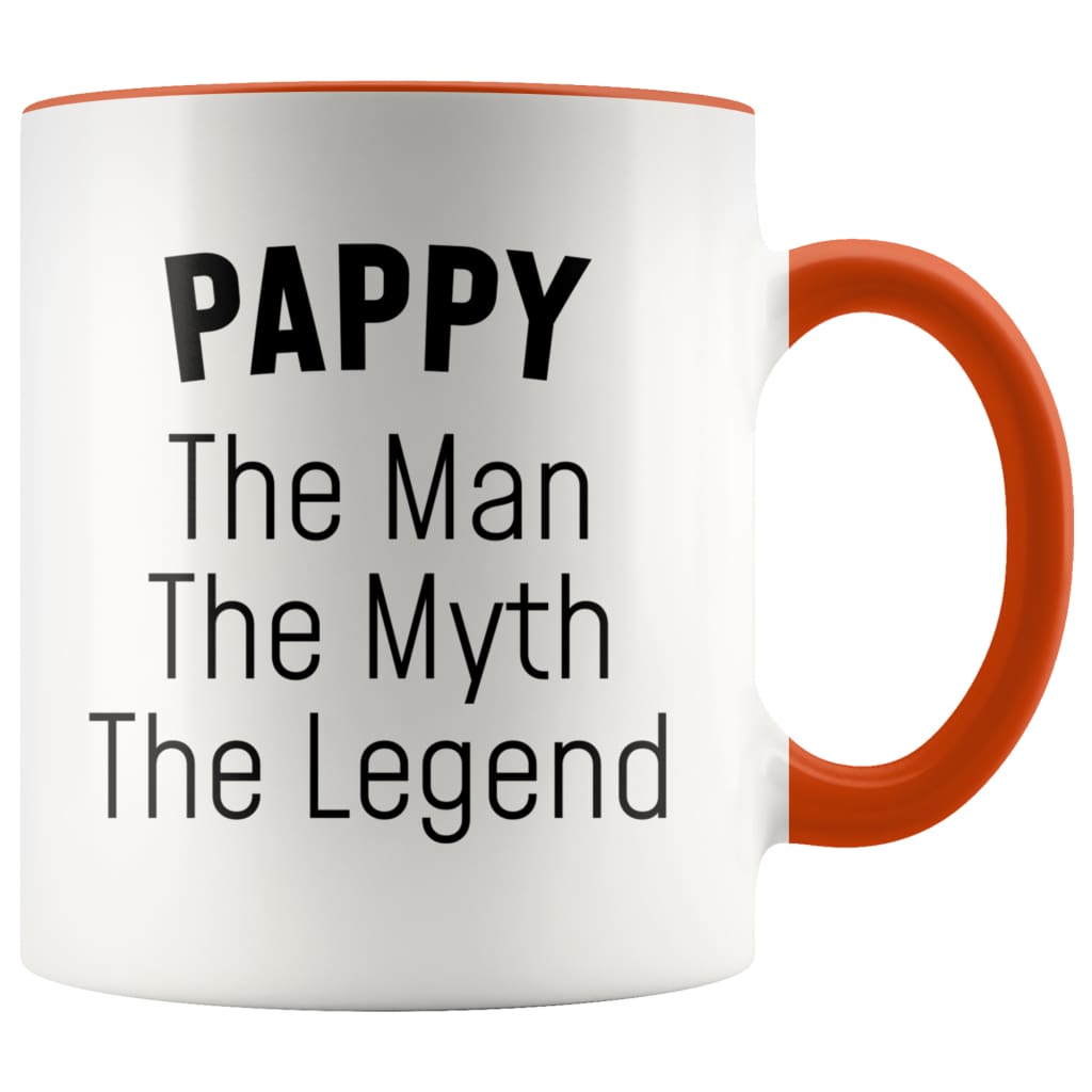 Pappy Gifts Pappy The Man The Myth The Legend Pappy Christmas Birthday Father’s Day Coffee Mug $14.99 | Orange Drinkware