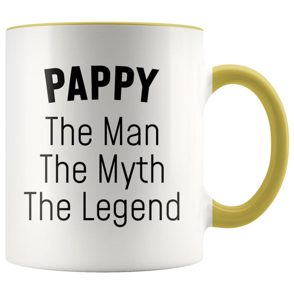 Pappy Gifts Pappy The Man The Myth The Legend Pappy Christmas Birthday Father’s Day Coffee Mug $14.99 | Yellow Drinkware