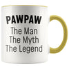 Pawpaw Gifts Pawpaw The Man The Myth The Legend Pawpaw Christmas Birthday Father’s Day Coffee Mug $14.99 | Yellow Drinkware