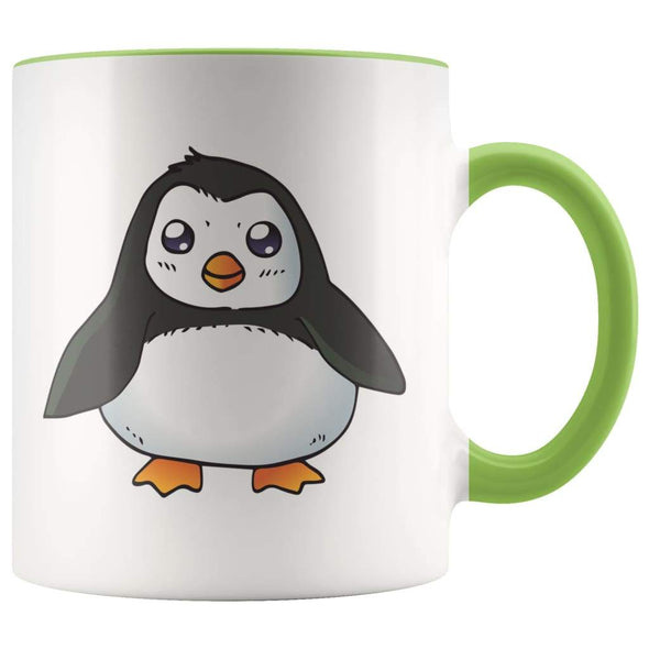 Penguin Lover Gift - Penguin Coffee Mug - Green - Custom Made Drinkware