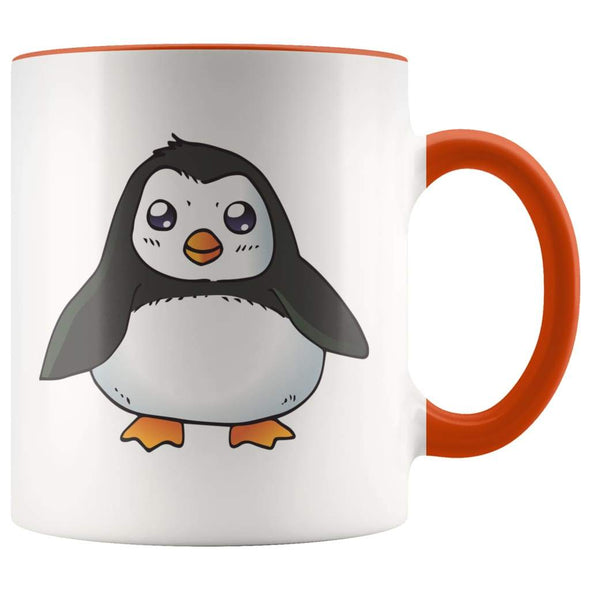 Penguin Lover Gift - Penguin Coffee Mug - Orange - Custom Made Drinkware